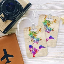 LT100 Colourful World Novelty Funny Unique Designer Gift Glossy Plastic Suitcase Luggage Tag