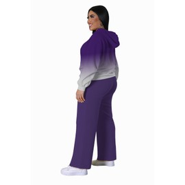 Tycorwd Women's Plus Size Two Piece Outfits Sweatsuits Sets Long Sleeve Full Zipper Hoodies Wide Leg Pants Tracksuit Sets Purple Gradual 4XL
