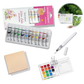 WEILAOK Mini Watercolour Travel Set, Pocket Watercolour Set, Watercolour Travel Set, 12 Colours, Watercolour Paint, Portable Watercolour Paper, 16 Colours Palette for Artists, Students