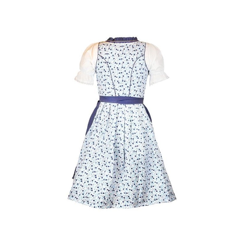 MS-Trachten Women's Dirndl Set Hanna 3-Piece Costume Dress Blue Flowers,