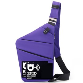 ibalulu Anti Theft Crossbody Bags for Women Men, Multi-Pocket Shoulder Bag, Slim Sling Purse with 2 RFID Blocking Card (Right Shoulder-Viola)