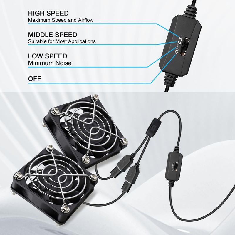 GDSTIME 5V USB Fan 60mm Mini Fan, 2 Pack 60mm