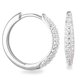 Schöner-SD Hoop Earrings Medium 18 mm 925 Silver with Zirconia, Silver