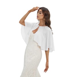 Bisdasdm Evening Shawls and Wraps for Dresses Chiffon Scarves For Weddings Bridal Bridesmaids Proms - White