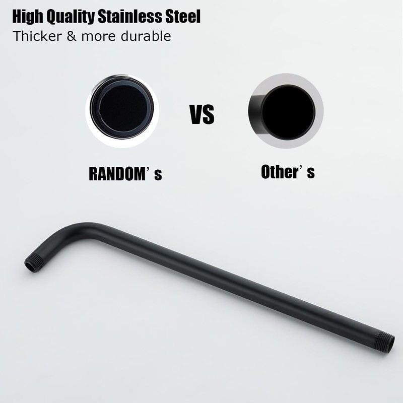 RANDOM 16 Inch Shower Arm with Flange,Stainless Steel 90 Degree