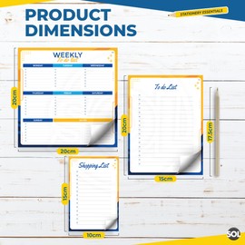 SOL Weekly Planner Set Includes Weekly Planner Pad, To-do List & Shopping List for Organised & Efficient Daily Planning, Week Planner for Home, School & Office, Meal Daily Planner, Weekly Food Planner