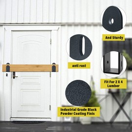 Riuog Heavy Duty Door Barricade Brackets - Steel U Bracket Door Security Bar for Indoor & Outdoor (4 Pack)