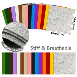 Grey Stiff Felt Sheet 36'' X 36'', 1mm Large Felt Fabric Sheet for Crafts