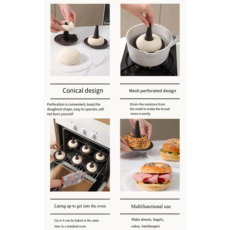 CJQINGRUN 6-Piece Silicone Donut Pan & Bagel Mold Set for