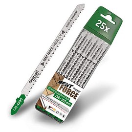 25 x Bayerwald Werkzeuge Bent Force CV Jigsaw Blades 130 mm Length | Galvanised Length 105 mm | Max. Cutting Depth 60 mm | For Wood - Fine Cut Quality