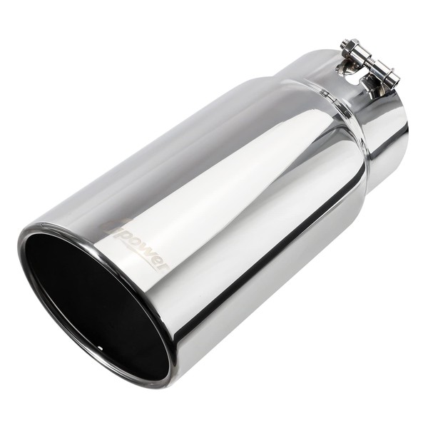 Upower Universal Diesel Trucks Car Exhaust Tip 4 Inch Inlet 6" Outlet 15" Long Stainless Steel Bolt-On