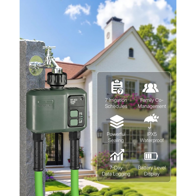 WILAWELS WiFi Water Timer for Garden Hose, Sprinkler Timer 2