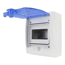 EATON ROYER Caja de distribución de 6 módulos IP65, WD6506, hasta 6 pastillas riel DIN, diseño moderno, resistente a la intemperie y material auto-extinguible a 850°C, medidas 15 x 19.5 x 10 cm