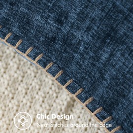 MIULEE Pack of 2 Couch Throw Pillow Covers 18x18 Inch Navy Blue Farmhouse Decorative Pillow Covers with Stitched Edge Soft Chenille Solid Dyed Spring Pillow Covers for Sofa Bed Living Room