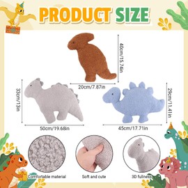 3 Pack Dinosaur Pillow Set,Soft PP Cotton Plush Pillows Creative Dino-Themed Nursery Decor, Kids Birthday