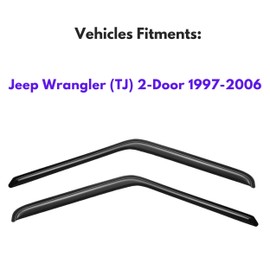 KPY Window Visor Compatible with 1997-2006 Jeep Wrangler (TJ) 2-Door, Rain Guard Vent Deflectors Tape-On, 1997 1998 1999 2000 2001 2002 2003 2004 2005 2006