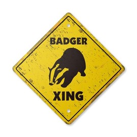 Badger Vintage Crossing Sign Zone Xing | Indoor/Outdoor Plastic | 12" Tall Rustic Teeth Wisconsin Football Rodent