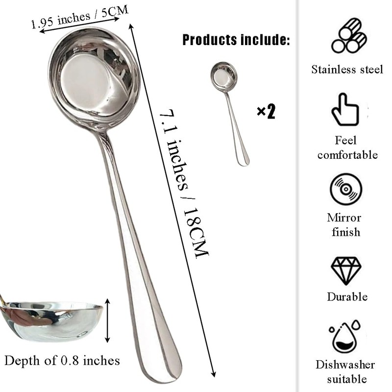 Ouliget Gravy Ladle Spoon,Deep Bottom Korean Style Sugar Spoons,Heavy Duty