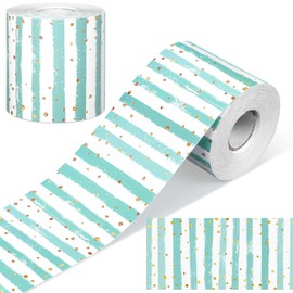Zonon Classroom Bulletin Board Border 65 Feet Polka Dot Stripes Straight Rolled Trim Colorful Classroom Borders for Bulletin Board Decorations School Home (Blue Stripes)