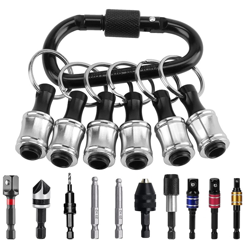 LUEXBOX 1/4 Inch Bit Holder Keychain, Hex Screwdriver Bits Holder