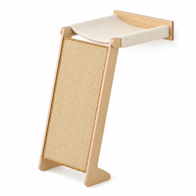 Wall Mounted Cat Scratcher with Hammock, 2-in-1 Cat Wall Furniture