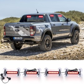 4X 6.1 inch Emergency Strobe Lights Amber/White 24 LED Hazard Warning Flashing Safety Dash Front/Rear/Side Windshield Deck Split Lights for Construction Vehicles Tow/Plow Trucks (Blue/White)