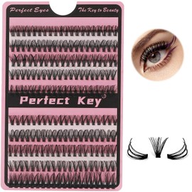 Perfect Key 200 Clusters Natural Look Eyelash Extensions Wispy Lash Clusters D Curl Cluster Lash Extensions 10-18mm (40D-200 Black)