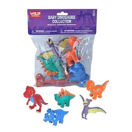 Wild Republic Baby Dino Polybag, T-Rex, Stegosaurus, Brachiosaurus, Triceratops, Pteranodon, Dinosaur Figures, Gifts for Kids, 5 Piece Set