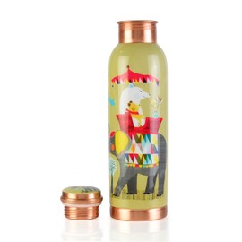 PRURA Pure Copper Water Bottle 32 oz- Leak Proof Ayurvedic Drinkware Copper Vessel (Design 23)