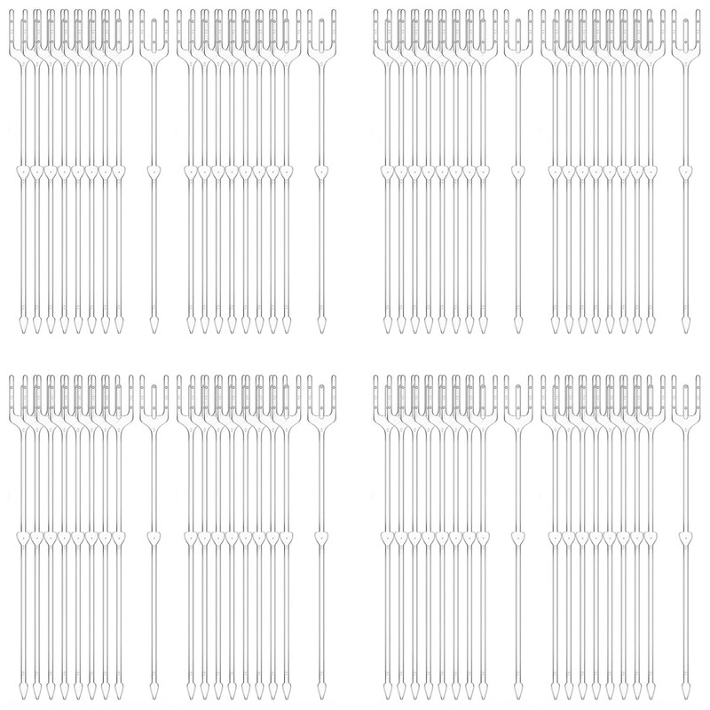 Púas florales de plástico con forma de tenedor transparente para