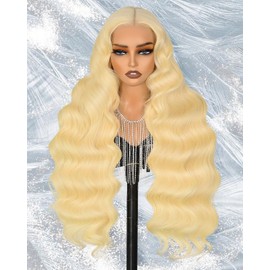 AGJVTKX 613 13x6 Lace Front Wig Human Hair 200 Density Blonde Wig Human Hair 613 Hd Lace Frontal Wigs 13x6 Blonde Body Wave Lace Front Wigs Pre Plucked 36Inch
