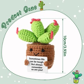 Cute Crochet Succulent Doll, Funny Positive Potted Plants Crochet Encouraging Potato Ornament Knitted Emotional Support Ornament Cheer up Gifts for Adults Kids Home Office Desk Decoration