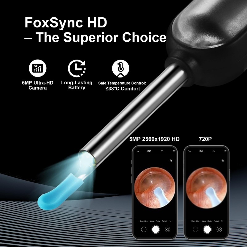 FoxSync 5MP 2560x1920 HD Ear Wax Removal Tool with Camera