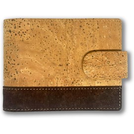 Assisi Style Cork Wallet | Designer Vegan Wallet for Men | Mens RFID Wallet Two-Tone Brown | Durable, Spacious & Stylish - Holds Cards & Notes, Front Coin Pocket