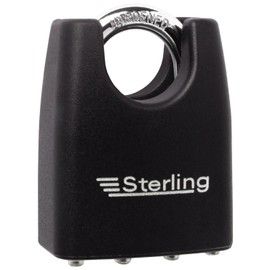 Sterling LPL152C 55 mm Laminated Steel Padlock with ABS Plastic Cover and Closed Shackle , Black