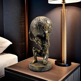 FUNSXBUG 11 Inch Large Atlas Holding World Greek God Statue Sculpture Collectible Figurine Home Decor Living Room Desktop Decoration Bronze