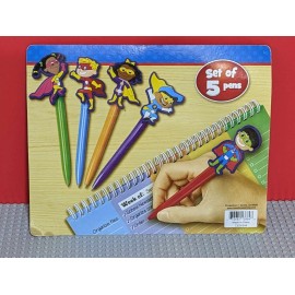 Lakeshore Superhero Pens Lakeshore Kids Homeschool Classroom Set of 5 School Writing NEW