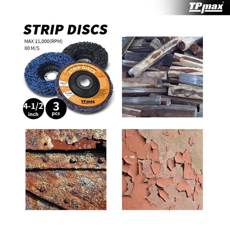 TPmax 4-1/2" x7/8'' Stripping Discs Rust Remover Wheel Remove Paint