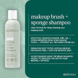 EcoTools EcoTools Cleanser Shampoo for Makeup Brush/Sponge/Puffs, Remove Makeup & Impurities, Fragrance-Free, No Harsh Chemicals, Vegan & Cruelty-Free, 6 fl.oz./177 ml, 1 Count