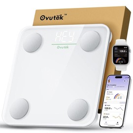 Ovutek Smart Scale for Body Weight, Digital Bathroom Scale BMI Weighing Body Fat Scale, Accurate Body Composition Scale Monitor for People's Health with Smartphone App, Compact Size, 400lb - Color: Pink