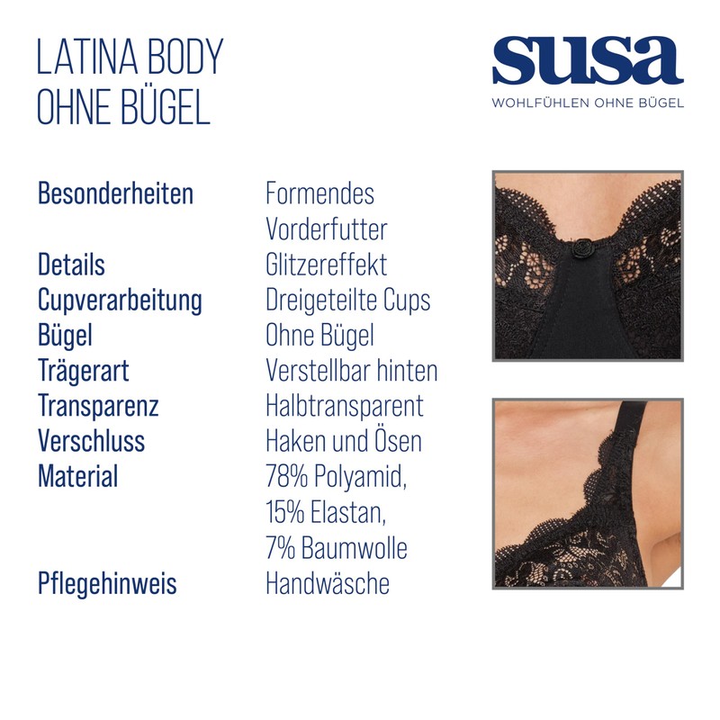 Susa Body Latina Women's Elastic Lace Body - 80D