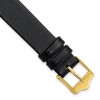 Unbranded 15mm 7.5" Flat Black Leather Gold-tone Buckle Watch Band