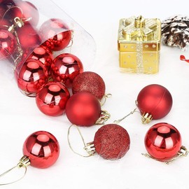 amaletPlay Christmas Ornament 24 Pcs Ball Ball Xmas Decoration Arrangement Decoration 60mm Red (6cm, Red)
