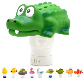 WWD POOL Premium Animal Floating Pool Chlorine Dispenser for Chemical Tablets Fits 3" Tabs Bromine Holder (Crocodile)