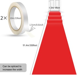 Shappy Red Carpet Runner Rug for Party 55gsm Thickness with 1 Piece Carpet Tape for Wedding Christmas Xmas Thanksgiving Outdoor Accessories, Wedding Party Hallway Rug(4 x 300 Feet)