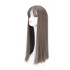 Women Light Brown Wig with Bangs Long Straight Synthetic Realistic