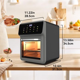 ANQIA Multifunctional Air Fryer Toaster Oven 13.8Qt/13L Family Size, Auto Shutoff, Large Easy-View Window Touch Screen