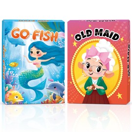 Wkchxd Go Fish Card Game, Old Maid Card Game, Games for Kids Ages 4-8, Kid Toddler Card Games for Family Game Night Classroom Table Travel Camping Games, Stocking Stuffers Birthday (2 Pack)