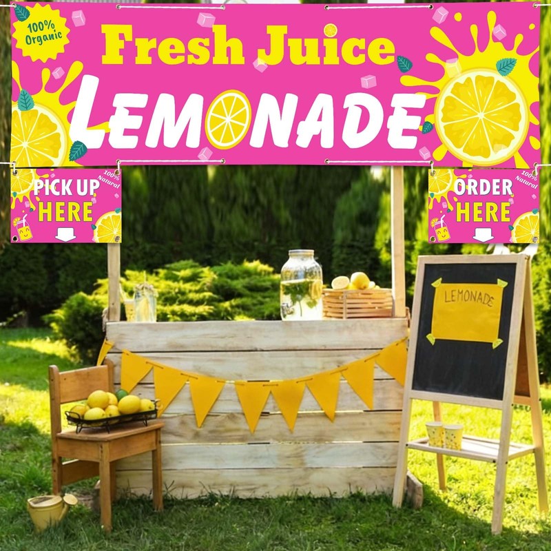 Lemonade Stand Supplies 3x10 ft Lemonade Stand Banner with Order