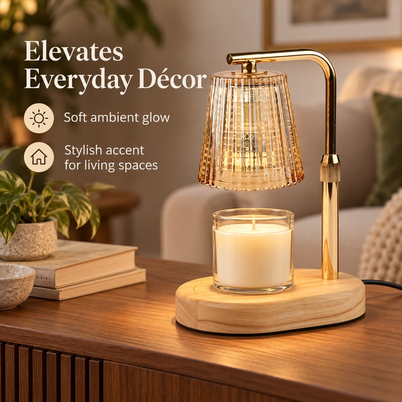 Dimmable Candle Warmer Lamp, Flameless Electric Wax Warmer for Scented